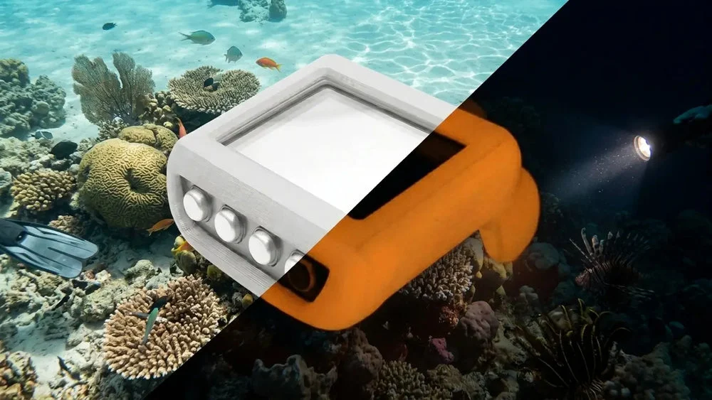 Présentation CrazyPrint d’une coque Mares Genius phosphorescente blanche et orange